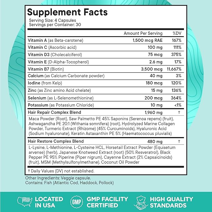 Women's Balance Hair Growth Supplements, Ages 45 and Up, Customer Proven for Visibly Thicker Hair and Scalp Coverage, Soy-Free, Made with 26 Ingredients Including Beta Carotenes - 3 Month Supply