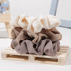 Ivyu Scrunchie, Big Cotton Scrunchies for Women's and Girls, Brown Service, 4 Count, for All Hair Types, No Crease or Damage