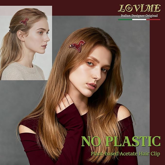 2026 Original Italian Designed Christmas Hair Clips for Women, Plant-Based Acetate Hair Hairpin for Birthday Girls, Handmade Christmas Hair Accessories With Gift Box-Steed Whisper