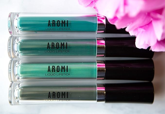 Aromi Teal Matte Liquid Lipstick - Turquoise, Blue Green Lip Color, Vegan and Cruelty-free Makeup, Waterproof, Long-lasting (Mermaid Vibes)