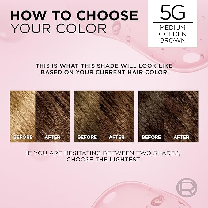 L'Oreal Paris Excellence Crème Permanent Hair Dye, Triple Care Hair Color with Pro-Keratine Complex for 100% Gray Hair Coverage, 5G Medium Golden Brown, 1 Kit (Pack of 2)