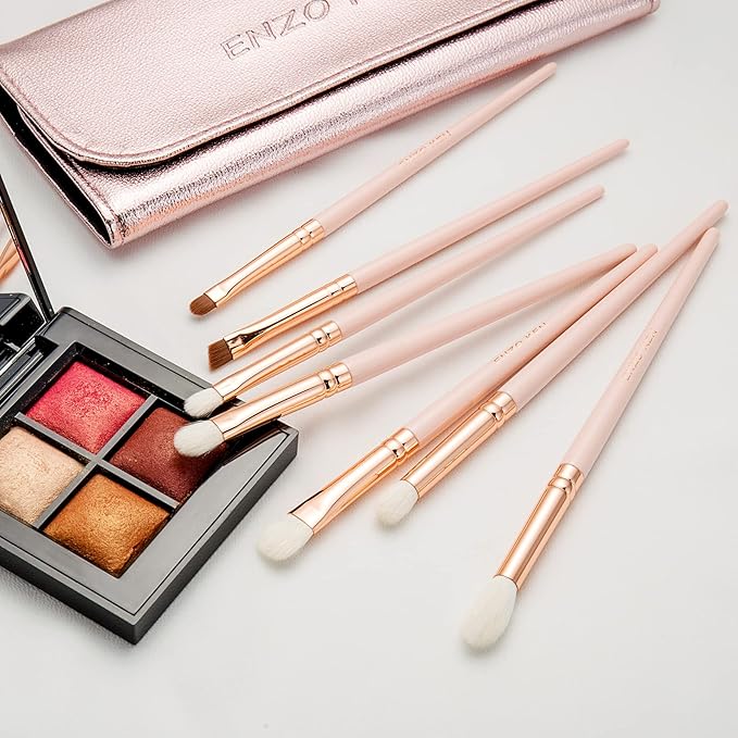 Natural Goat Hair Eye Shadow Brush Set Professional, Blending Eyeshadow Brush Set with Case, Small Nose Contour Brushes, Natural Hair Eyeshadow Brushes, Eye Brush, Eyeshadow Blending Brush.