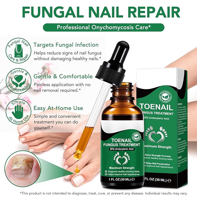 2Pack Toenail Treatment with 25% Undecylenic Acid, Nail Renewal, Promotes Nail Health,Enrich jojoba oil and vitamin E nourish the nail and & Skin,Safe & Gentle Repairing Damaged Nails