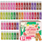 130 Pack Natural Lip Balm Bulk with Vitamin E and Coconut Oil - Moisturizing, Soothing, and Repairing Dry and Chapped Lips - 13 Flavors - Non-GMO 0.15 Oz