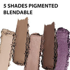 Boobeen 5-Color Eyeshadow Palette, Brown Neutral Tones with Matte Shimmer Glitter Finishes, Long-Lasting Everyday Makeup Palette，Blendable & Pigmented,Travel-Friendly