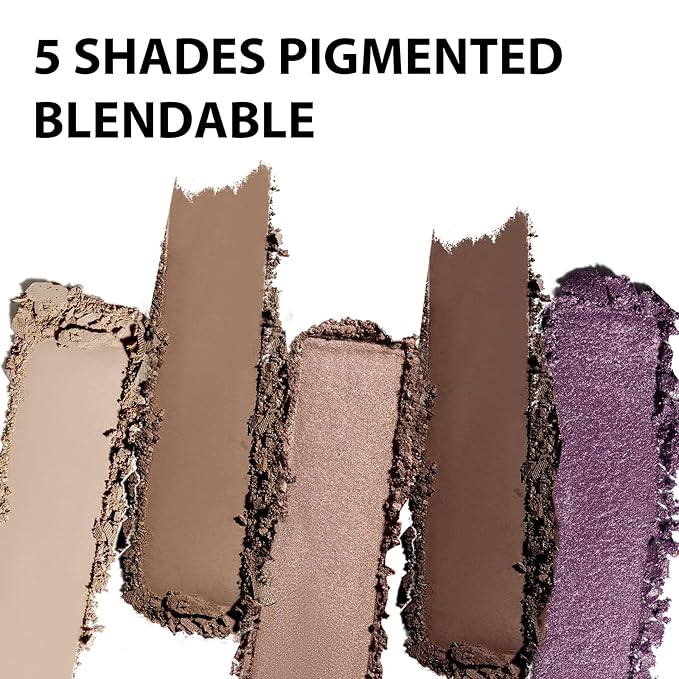 Boobeen 5-Color Eyeshadow Palette, Brown Neutral Tones with Matte Shimmer Glitter Finishes, Long-Lasting Everyday Makeup Palette，Blendable & Pigmented,Travel-Friendly