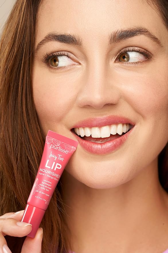 pürlisse Juicy Tint Moisturizing Tinted Lip Balm for Women - Hydrating Lip Treatment for Dry Cracked Lips - Enriched with Shea Butter & Jojoba Oil for Plumper Soft Lips - Plum Shine (.38 oz)