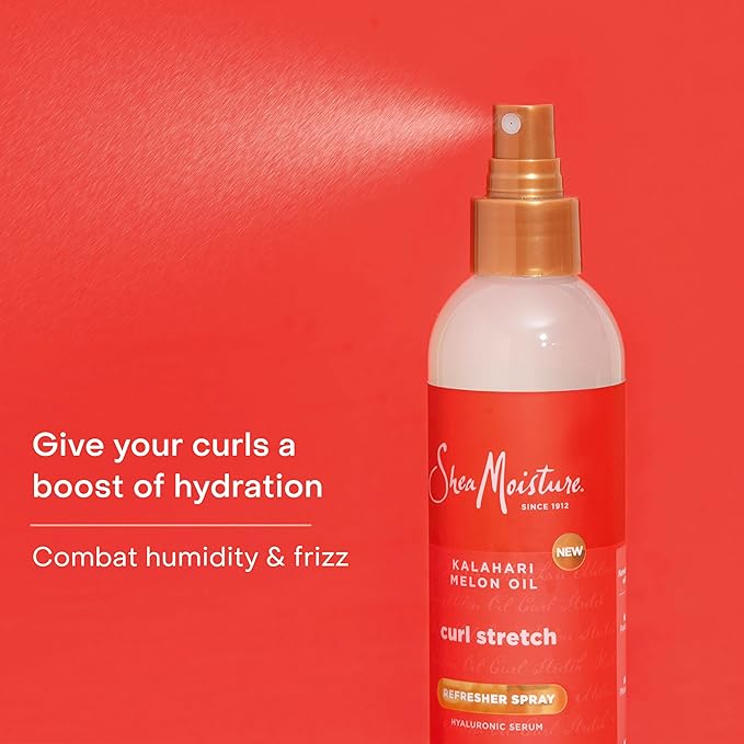 SheaMoisture Curl Stretch Refresher Spray Kalahari Melon Oil and Marula Oil Between Wash Style Stretcher Boosts Hydration, Fights Humidity and Frizz with Hyaluronic Serum 8 Fl Oz