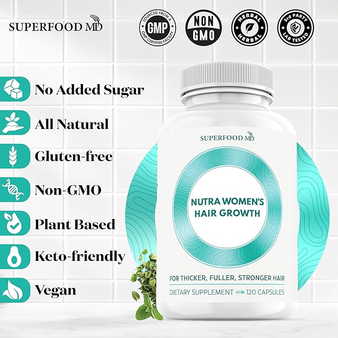 Women's Balance Hair Growth Supplements, Ages 45 and Up, Customer Proven for Visibly Thicker Hair and Scalp Coverage, Soy-Free, Made with 26 Ingredients Including Beta Carotenes - 1 Month Supply