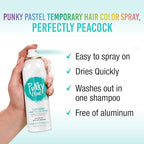 Punky Pastel Temporary Hair Color Spray, Perfectly Peacock, Spray-On Hair Color, Fast-Drying, Non-Sticky, Travel Size Hair Dye for Instant Vivid Hair Color, 3.5 oz, 1-Pack