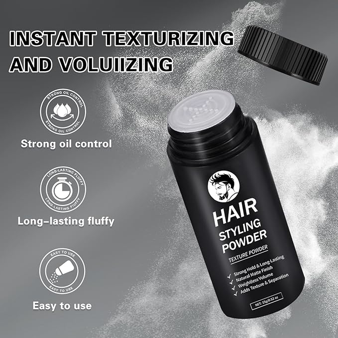 DAMUSI Hair Styling Powder for Men & Women - Volumizing and Texturizing Powder Matte Finish Natural Look Mattifying Hair Texture powder All-Day Hold(2PCS)