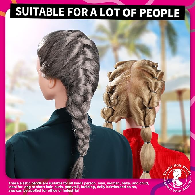 Teenitor Black Hair Elastics Ties, 300pcs Rubber Bands Hair Soft Elastic Bands