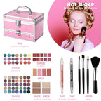 Hot Sugar Makeup Kit for Teens with Train Case, Portable Beginner Makeup Gift Set, Makeup Beauty Kit for Girls (Pink)