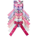 Disney Minnie Printed Long Tail Hair Bow Set for Girls – 7-Pack Printed Bows with Alligator Clips – Cute Hair Accessories for Kids Ages 3+