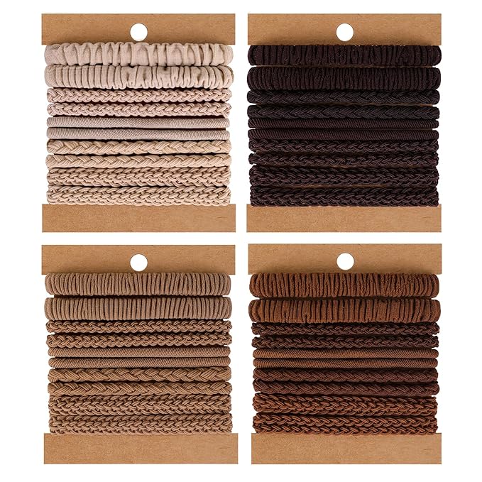 Pony tails hair ties for thick or thin hair, no damage,black,white strong bands for women or girl, Boho 40pcs,elastics hairtyes hair tie bracelets for Mother's Day,Valentine's Day,Christmas gifts.