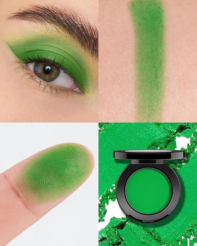 Single Christmas Green Eyeshadow Matte Handmade Pressed Eyeshadow Palette With No Creasing High Pigmented Long Lasting Green Eye Shadow (ChristmasGreen)