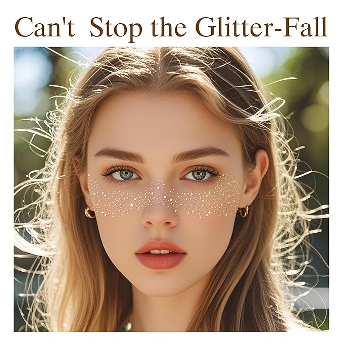 Glitter Freckles Face Tattoo, 30PCS Gold Body Glitter Temporary Tattoos Sparkle Patches for Women, Waterproof Fake Freckles,Festival Rave Outfits Festival Decorations (Gold)