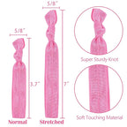 MEEDEE 100 Pack Hot Pink Elastic Hair Accessories - No Crease Soft Knotted Ponytail Holders, Ouchless for Yoga/Workout, No Damage Elastic Bracelets