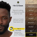 2X Pack Cleverman Hair & Beard Dye Kit for Men, All-in-One Reusable Mens Hair Color, Natural Gray Coverage, Ammonia-Free Beard Mustache Dye for Men (Jet Black for Black Men)