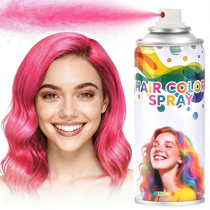 Pink hair spray,Hair spray temporary for Women Kids Men, Washable Temporary Hair Dye Spray，Spray hair color Non-Sticky，For Christmas Party, Halloween Crazy Hair Day,Cosplay Party (Pink, 4.06 oz)