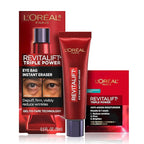 L'Oreal Paris Revitalift Triple Power Eye Bag Instant Eraser, Eye Tightener Treatment to Firm Bags, 0.5 oz + Moisturizer Sample