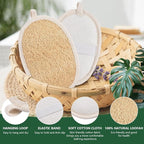 3 Pack Natural Loofah Exfoliating Body Scrubber, Exfoliating Loofah Sponges, Face Exfoliator Scrubber, Facial Loofah for Men and Women