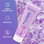 MEICOLY Chameleon Light Purple Hair Glitter,Chunky Face Body Glitter for Halloween,Color Changing Mermaid Face Glitter,Holographic Glitter Sequin for Face Body Hair,Festival Party Cheer Glitter Makeup