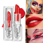 Halloween Red Lipstick Matte Body Painting Stick for Women Waterproof Long Lasting Lip Stick Gothic Zombie Vampire Cosplay Cruelty Free Lipstick, DU-Red