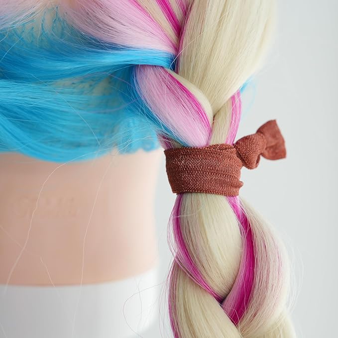 MEEDEE 100 Pack Rust Color Hair Ties For Women No Crease Soft Elastic Ribbon No Damage Rust Hair Ties Knotted Ouchless Hair Ribbon Yoga Hair Ribbons Elastic Bracelets