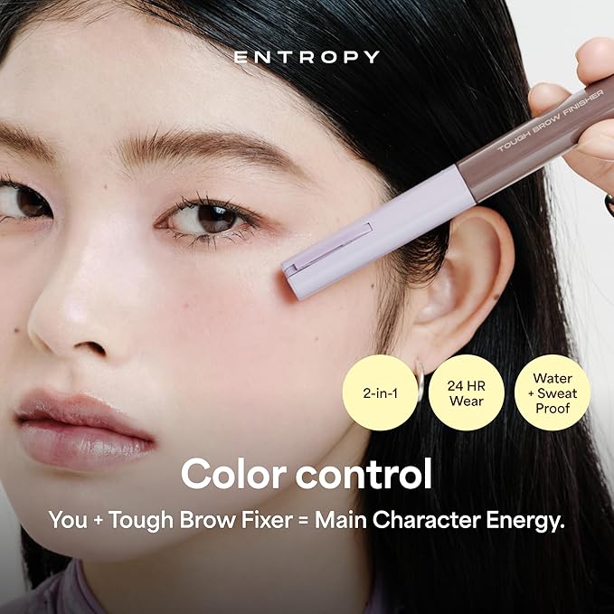 ENTROPY MAKEUP Tough Brow Finisher, 2-In-1 Brow Tint Mascara with Built-In Comb, Skinny Brush, Long-Lasting, Lightweight, Natural Hold and Soft Tint, Mocha Mousse