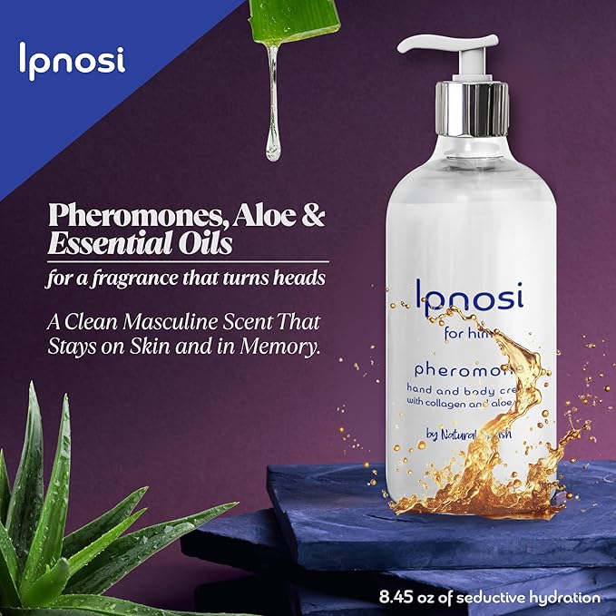 Ipnosi Pheromone Body Cream for Men, Confidence-Boosting Hydrating Lotion for Hands & Body, Fast Absorbing with Aloe & Collagen, Long-Lasting Scent by Natural Splash – 8.45 Fl Oz