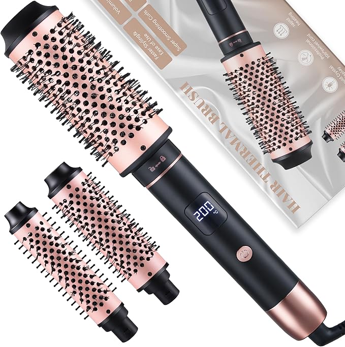 NONK 3-in-1 Interchangeable Curling Iron, 1 1/4" 1 1/2" 1 3/4" Heated Barrels for Different Curls, Adjustable Digital Temp, Fast Heat, Hair Styling Tool for All Hair Types,Large Barrel Curling Iron