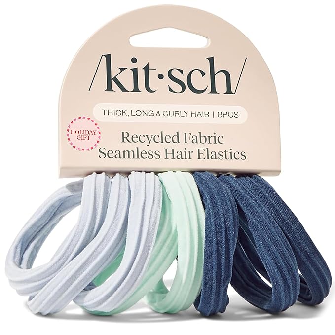 Kitsch Hair Ties No Damage - Strong, Stretchy Hair Bands | Soft Nylon Ponytail Holders, Snag-Free Rubber Bands, Perfect for Updos & Braids - Garden Bouquet | Ideal Gifts for Women, 8pcs