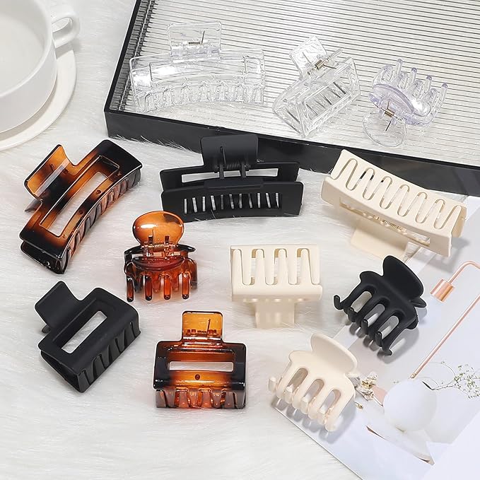 3 Styles Hair Clips for Women Small Medium Big Claw Clips for Thin Thick Hair 12 Pcs Hair Claw Clips Hair Clips Combination Hair Accessories for Women (Transparent)