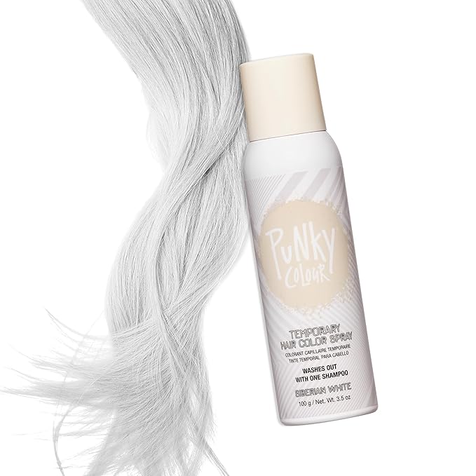 Punky Temporary Hair Color Spray – Siberian White, Instant Vivid Temporary Hair Dye for Women, Wash Out, Hair-Color Spray, 3.5 oz