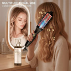 Infrared Bounce Brush, Heated Thermal Round Brush with Negative Ion Technology, 10 Heat Settings for Blowout Look with Hair Care Oil, Straightening & Curling, Suitable for All Hair Types, Black