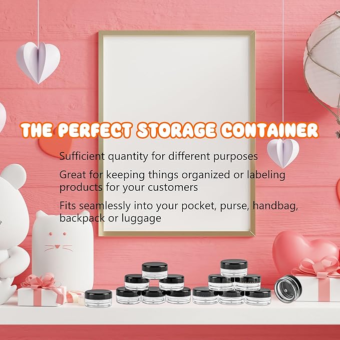 200 Pcs Small Sample Containers with Lids Empty Plastic Makeup Travel Containers Mini Sample Pot Jars Round Cosmetic Jars for Liquid Lotions Powder Creams (3g, 5g)