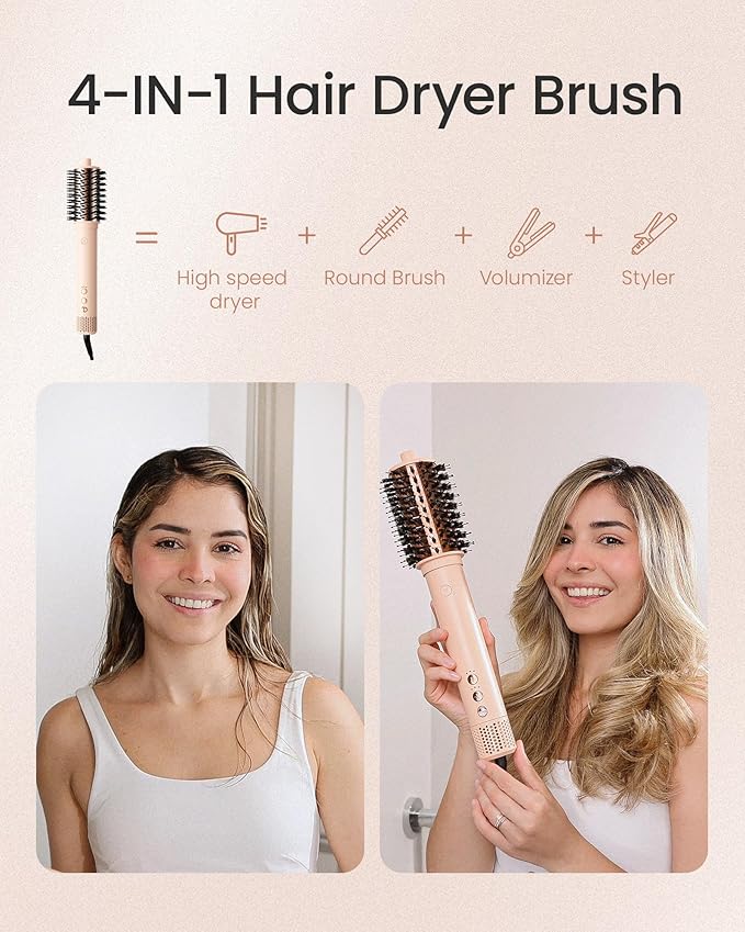 AIMIKE HyperFlow High Speed Blow Dryer Brush, One-Step Hair Dryer & Styler Volumizer, Detachable Hot Air Round Brush for Smooth Blowout, 3X Fast Drying & No Heat Damage, Travel Friendly, 3.3'' Overall