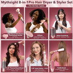 StyleVibe 8-in-1 Air Styler, Hair Dryer & Blow Dryer Brush with Travel Case - Auto Wrap Curls (L/R), Fast Drying, Thermal Round Brush for Smooth Blowouts & Frizz-Free Volume, No Heat Damage