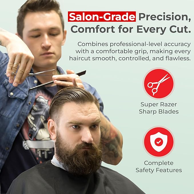 Suvorna Professional Hair Cutting Scissors - 6" Stainless Steel Barber Shears for Hair Cutting and Trimming - Razor Sharp Haircut Scissors for Hairdressers & Barbers - Hair Shears for Women and Men