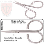3 Swords Germany - brand quality STAINLESS STEEL INOX CURVED CUTICLE SCISSORS - STRONG SCISSORS FOR STRONG PEOPLE with case by 3 Swords Germany