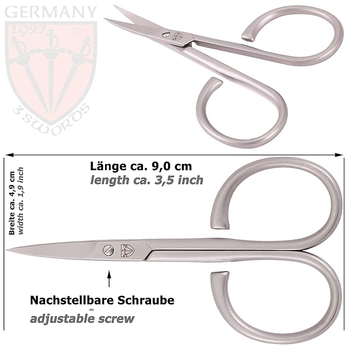 3 Swords Germany - brand quality STAINLESS STEEL INOX CURVED CUTICLE SCISSORS - STRONG SCISSORS FOR STRONG PEOPLE with case by 3 Swords Germany