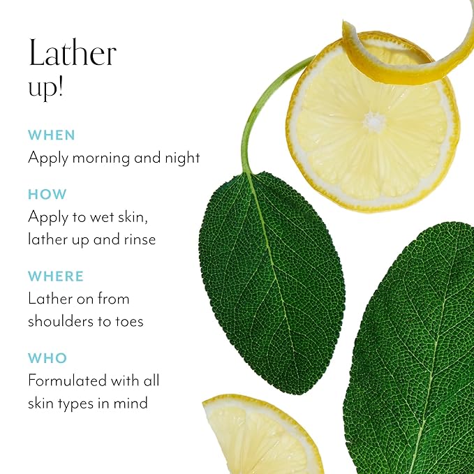 Bliss Soapy Suds Body Wash - Lemon and Sage - 17 Fl Oz - Gentle and Hydrating for Supremely Soft Skin - Paraben Free - Vegan & Cruelty Free