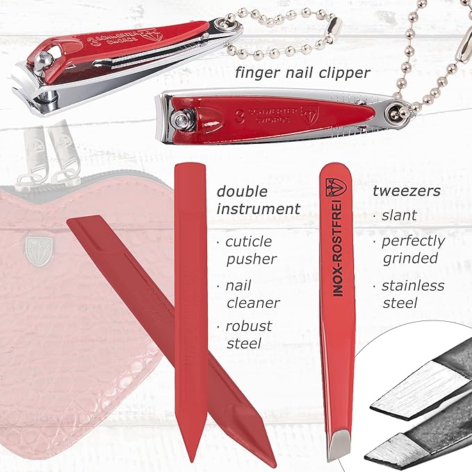 3 Swords Germany - Brand Quality 5 Piece Manicure Pedicure kit Set for Kids - Children - Toddlers with Special Scissors (Round tip) Fashion Leather case in Gift Box, Made by 3 Swords (03751)