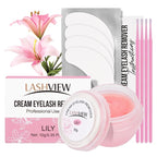 LASHVIEW Eyelash Extension Remover Cream Gentle Lily Formula, Lash Removal Kit with Eye Patches & Cotton Swabs(10g)