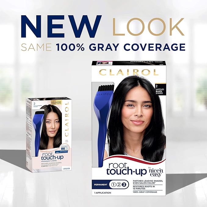 Clairol Root Touch-Up by Nice'n Easy Permanent Hair Dye, 2B Blue Black Hair Color, Pack of 1 (Pack of 2)