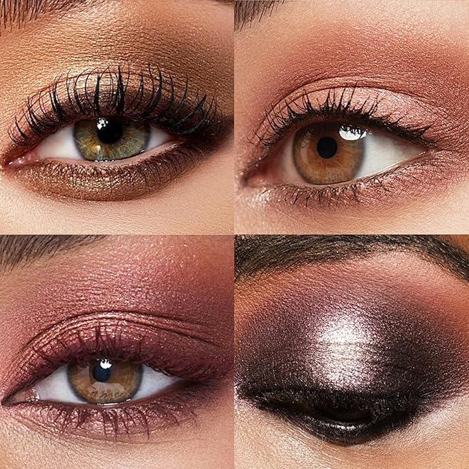 Erinde Brown Black Eyeshadow Palette, 12 Colors Matte Shimmer Beige Champagne Plum Purple Bronzer Brown Black Eye Shadow Palette, Highly Pigmented Long Lasting Waterproof Eyeshadow Pallete, 02