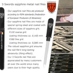 3 Swords Germany - Brand Quality Double Sided (fine & coarse) Sapphire Metal Pocket Nail File (1 Piece), Made in Solingen Germany