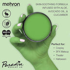 Mehron Makeup Paradise Makeup AQ Refill Size | Stage & Screen Performance, Face & Body Painting, Beauty, Cosplay, and Halloween | Water Activated Face Paint, Body Paint 1.4 oz (40 g) - Light Green