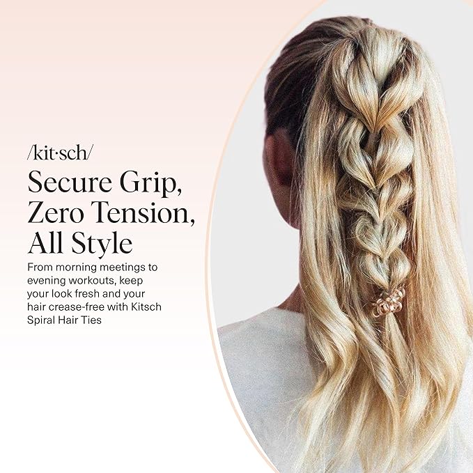 Kitsch Spiral Hair Ties for Women - Creaseless and Dent-free Coil Hair Ties | No Damage, Phone Cord Coils | Made of Flexible and Durable Plastic | Ideal Gifts for Women | 8pcs (Blonde)